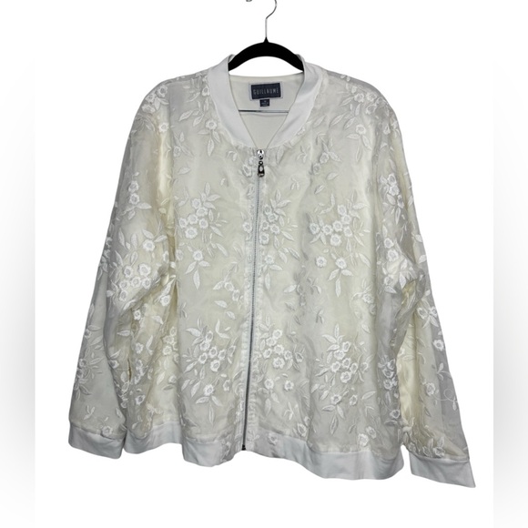 Guillaume Lace Bomber Jacket Ivory - Picture 2 of 8